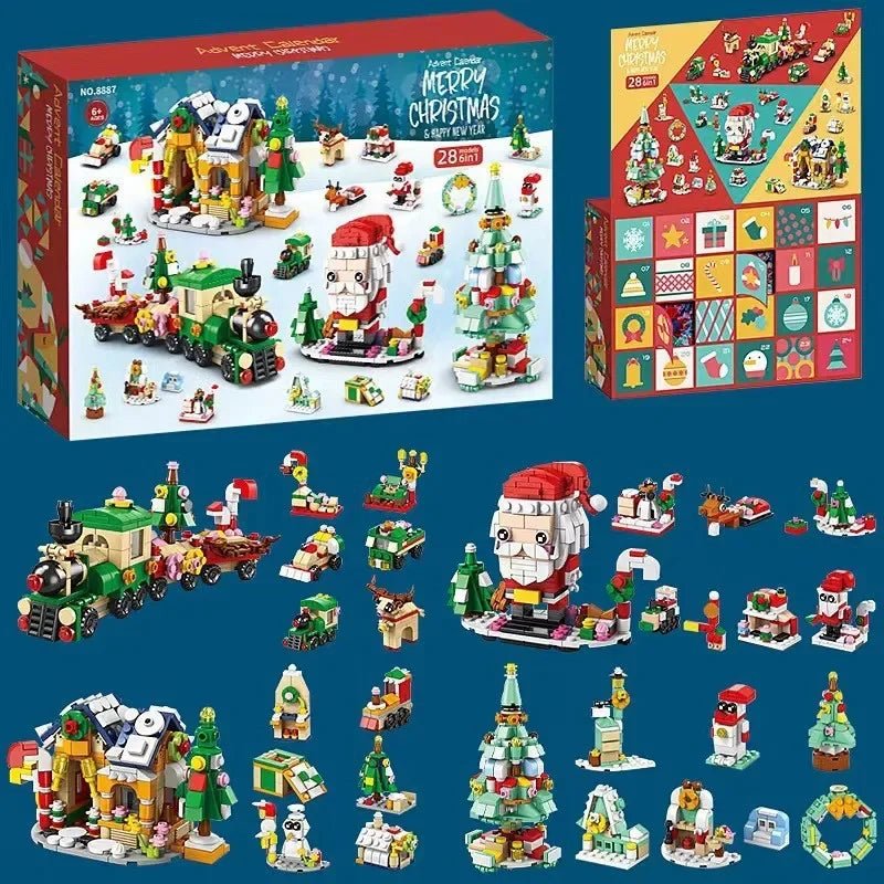 Christmas Advent Calendar Gift Box DIY Christmas Train Jesus Bricks Toys 24Days Countdown Calendar Box Surprise Christmas Gift - Jasmind Stores