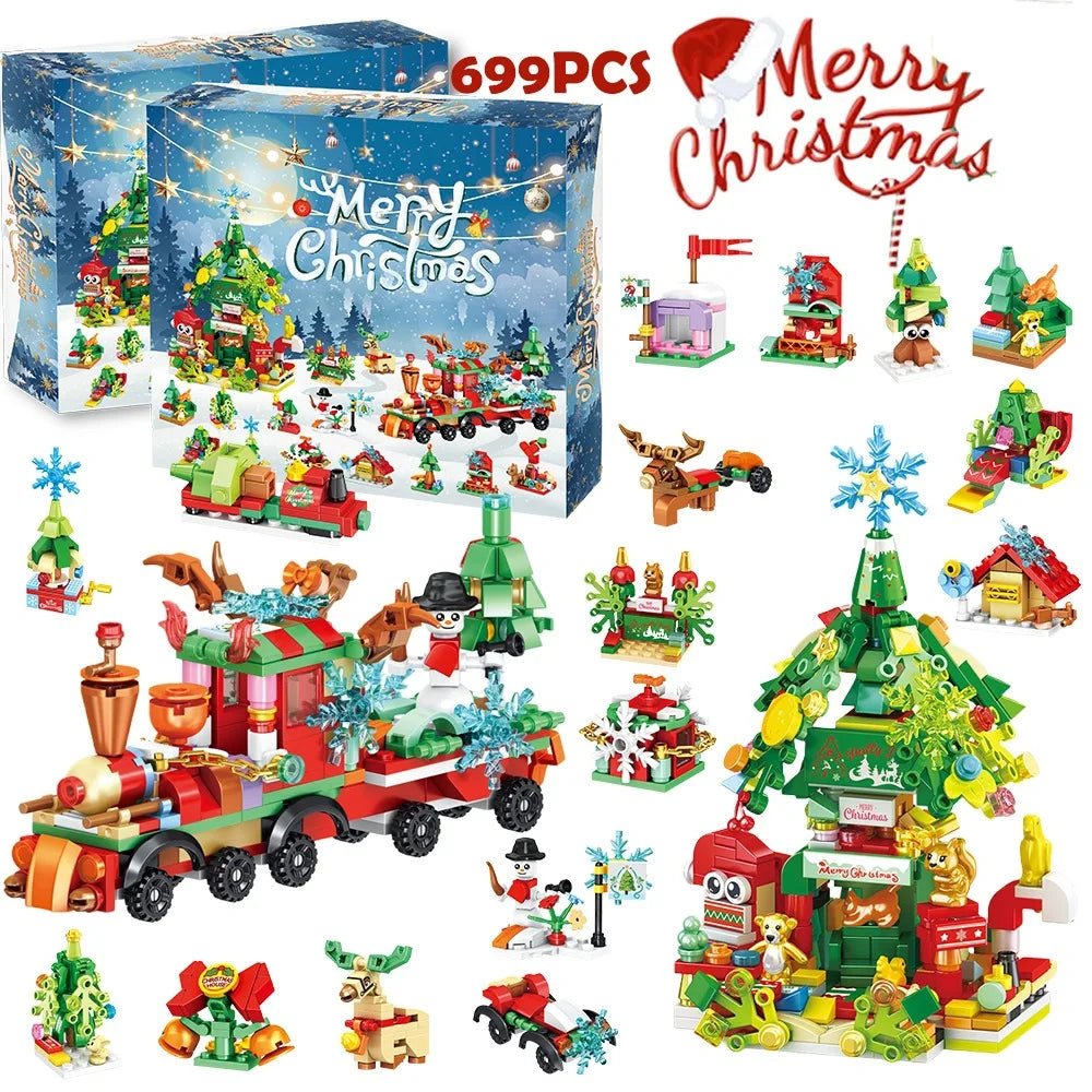 Christmas Advent Calendar Gift Box DIY Christmas Train Jesus Bricks Toys 24Days Countdown Calendar Box Surprise Christmas Gift - Jasmind Stores