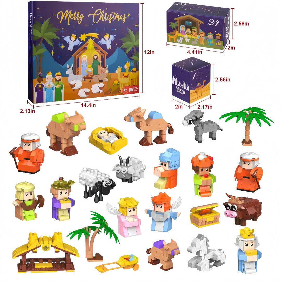 Christmas Advent Calendar Gift Box DIY Christmas Train Jesus Bricks Toys 24Days Countdown Calendar Box Surprise Christmas Gift - Jasmind Stores
