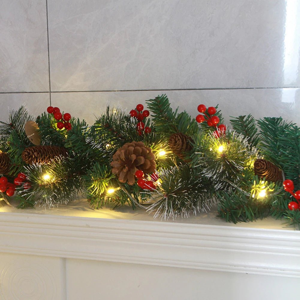 Christmas Garlands With Pinecones Red Berries Artificial Christmas Wreaths For Home Xmas Tree Stairs Door New Year Decoration - Jasmind Stores