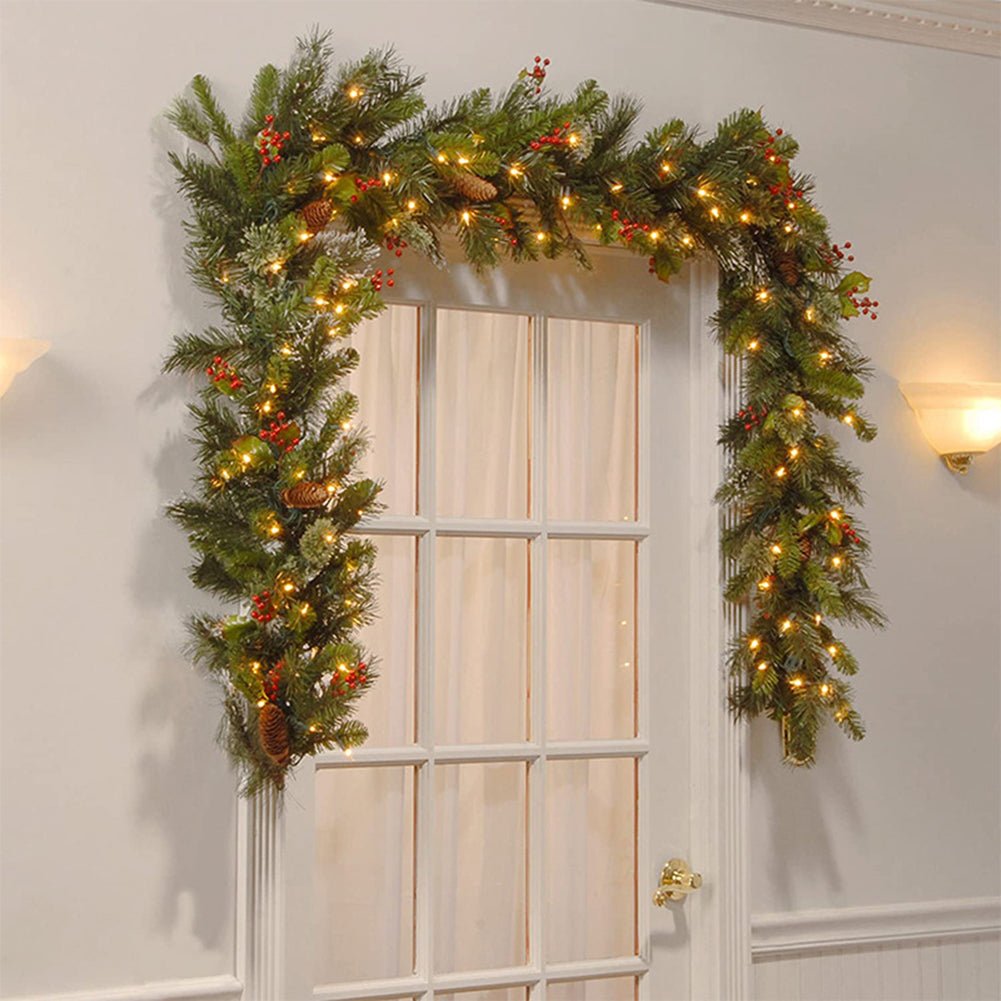 Christmas Garlands With Pinecones Red Berries Artificial Christmas Wreaths For Home Xmas Tree Stairs Door New Year Decoration - Jasmind Stores