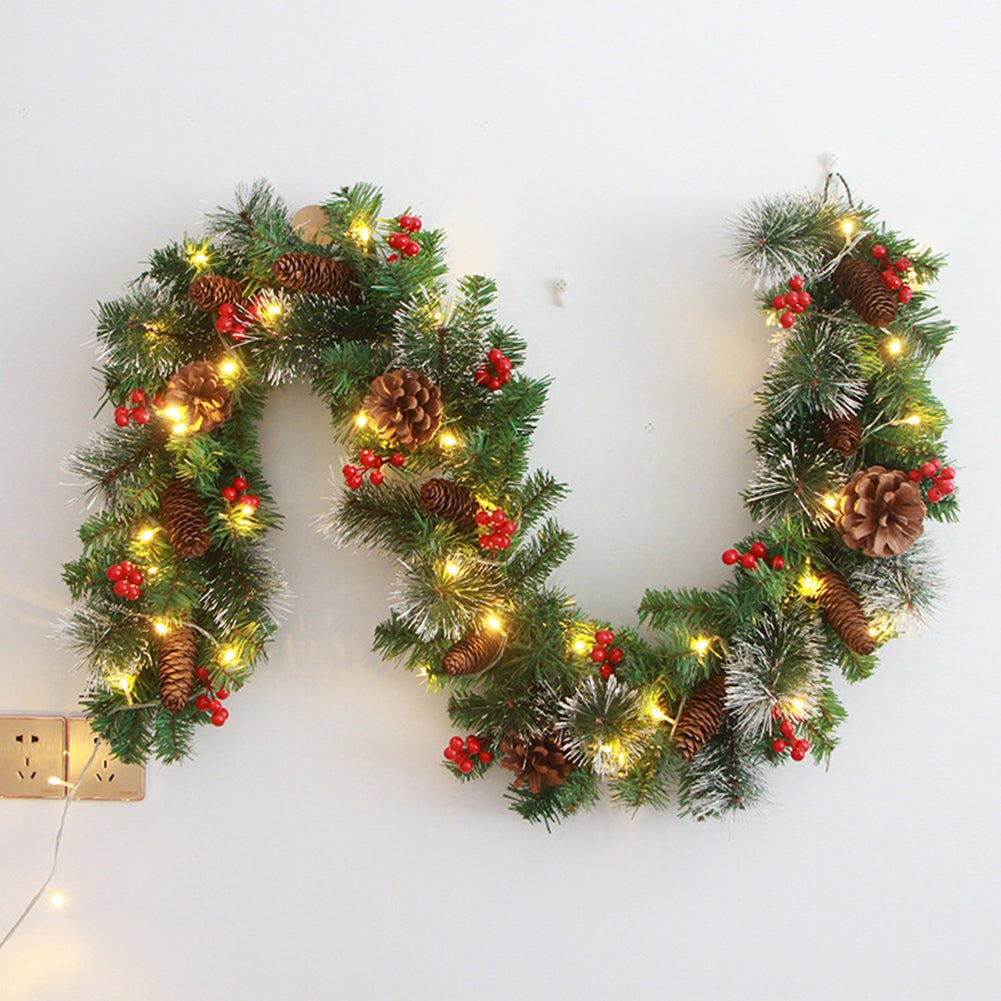 Christmas Garlands With Pinecones Red Berries Artificial Christmas Wreaths For Home Xmas Tree Stairs Door New Year Decoration - Jasmind Stores