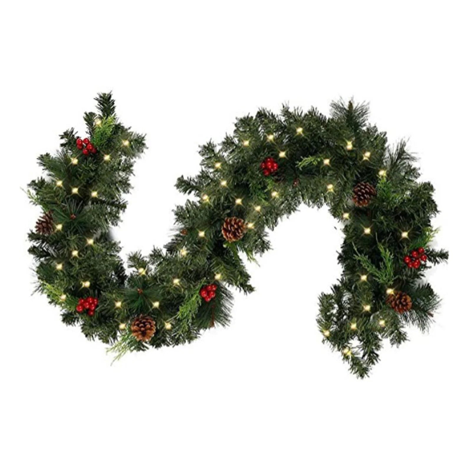 Christmas Garlands With Pinecones Red Berries Artificial Christmas Wreaths For Home Xmas Tree Stairs Door New Year Decoration - Jasmind Stores