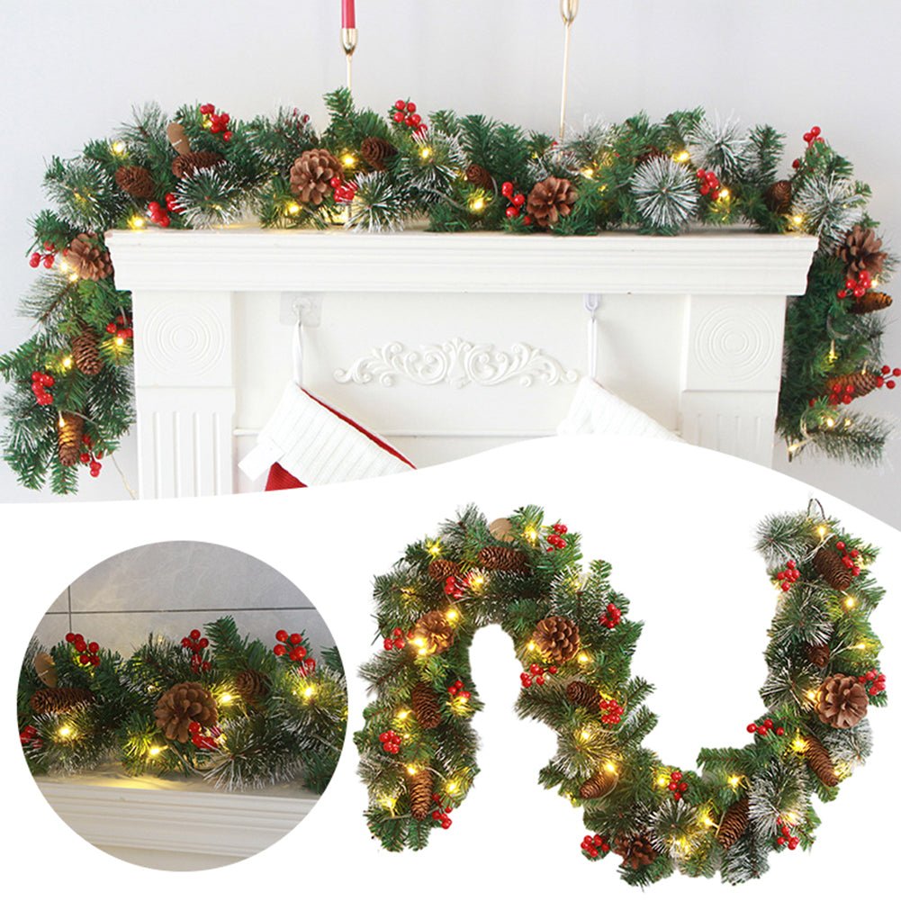 Christmas Garlands With Pinecones Red Berries Artificial Christmas Wreaths For Home Xmas Tree Stairs Door New Year Decoration - Jasmind Stores