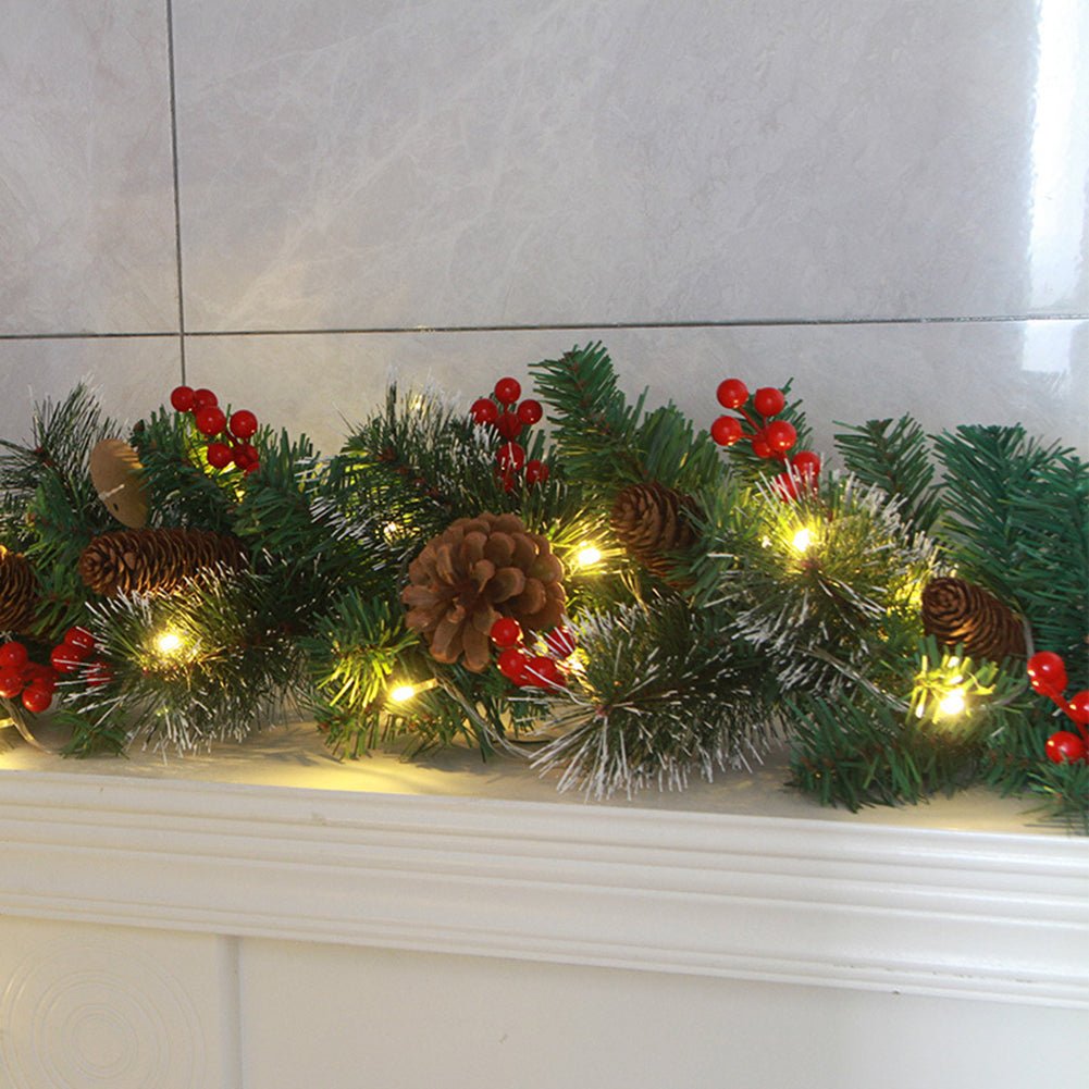 Christmas Garlands With Pinecones Red Berries Artificial Christmas Wreaths For Home Xmas Tree Stairs Door New Year Decoration - Jasmind Stores