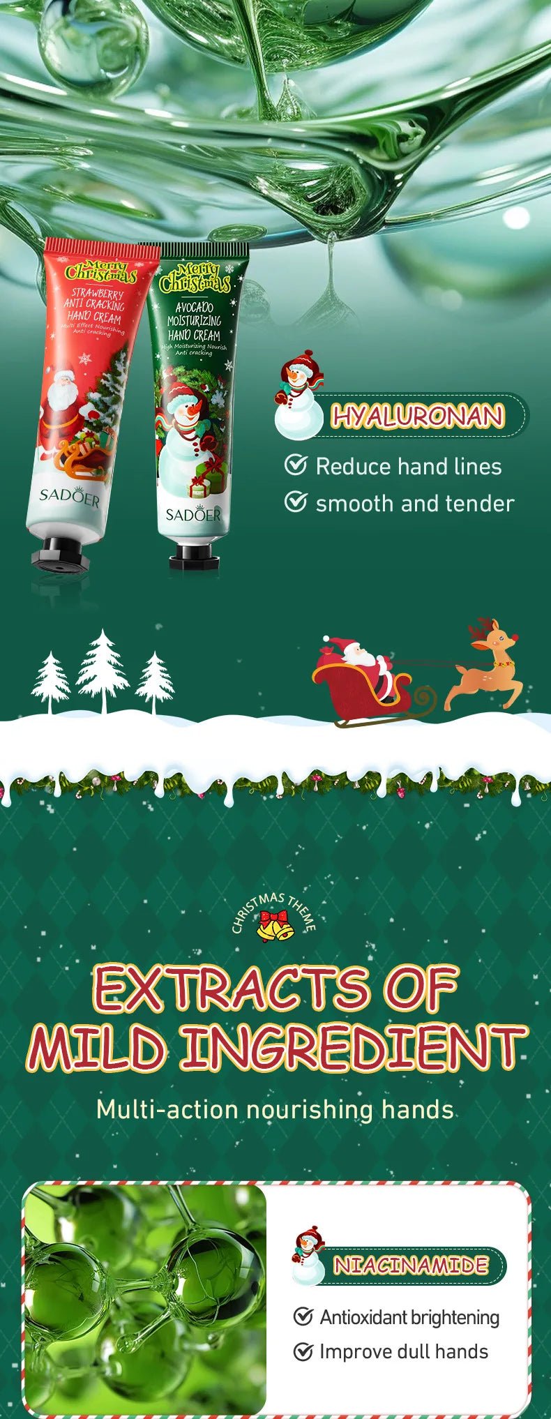 Christmas gift 5/box hand cream set, cream texture, hand cream travel pack, durable moisturizer - 30g/piece gift for women - Jasmind Stores