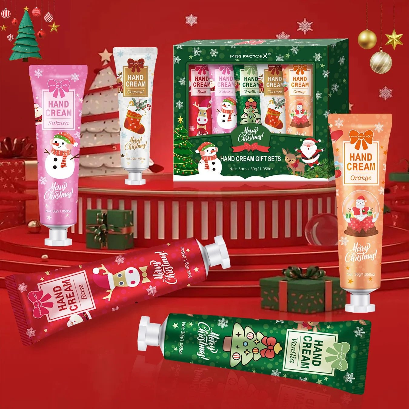 Christmas gift 5/box hand cream set, cream texture, hand cream travel pack, durable moisturizer - 30g/piece gift for women - Jasmind Stores