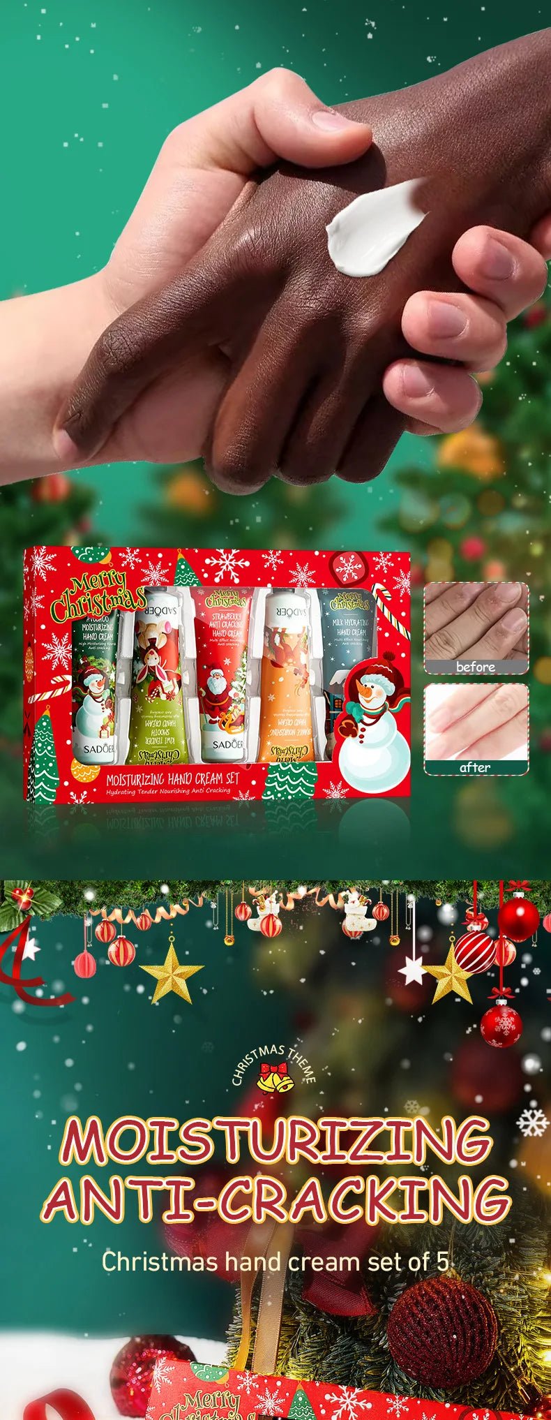 Christmas gift 5/box hand cream set, cream texture, hand cream travel pack, durable moisturizer - 30g/piece gift for women - Jasmind Stores