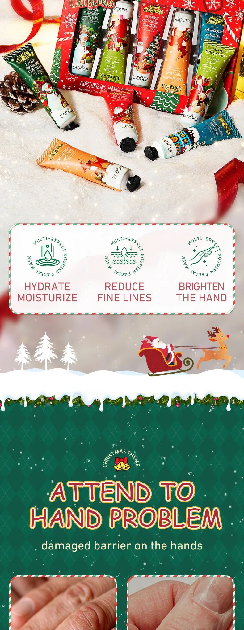 Christmas gift 5/box hand cream set, cream texture, hand cream travel pack, durable moisturizer - 30g/piece gift for women - Jasmind Stores