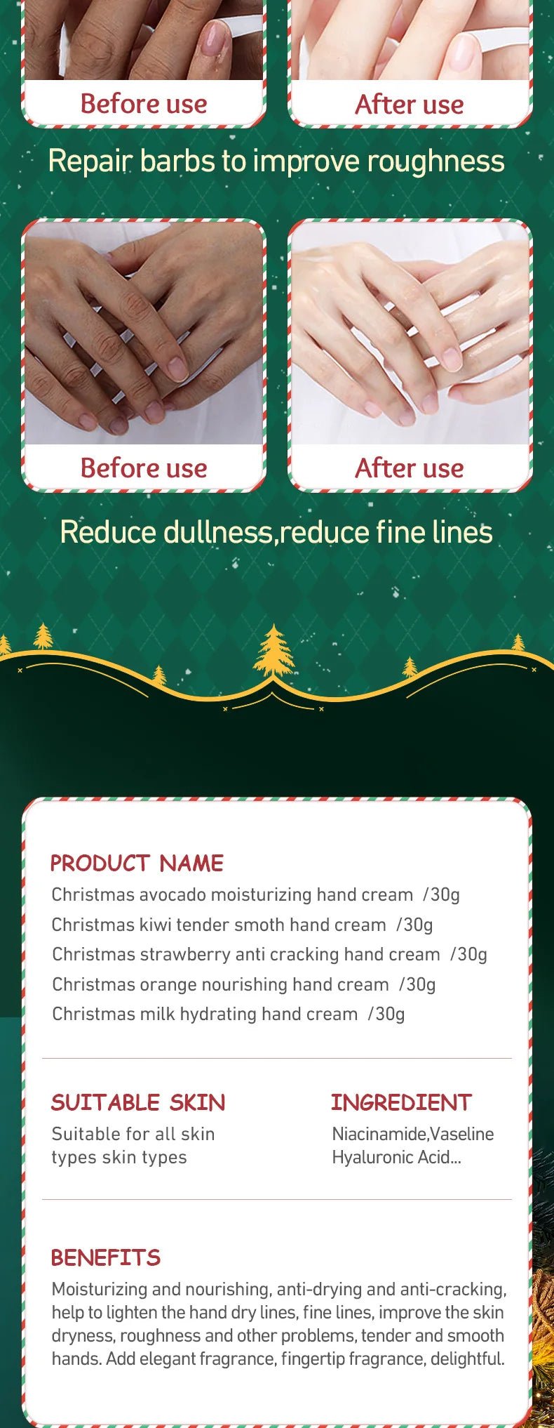 Christmas gift 5/box hand cream set, cream texture, hand cream travel pack, durable moisturizer - 30g/piece gift for women - Jasmind Stores