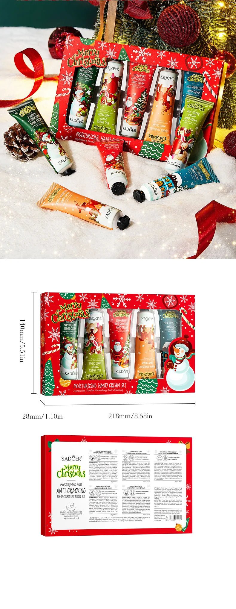 Christmas gift 5/box hand cream set, cream texture, hand cream travel pack, durable moisturizer - 30g/piece gift for women - Jasmind Stores