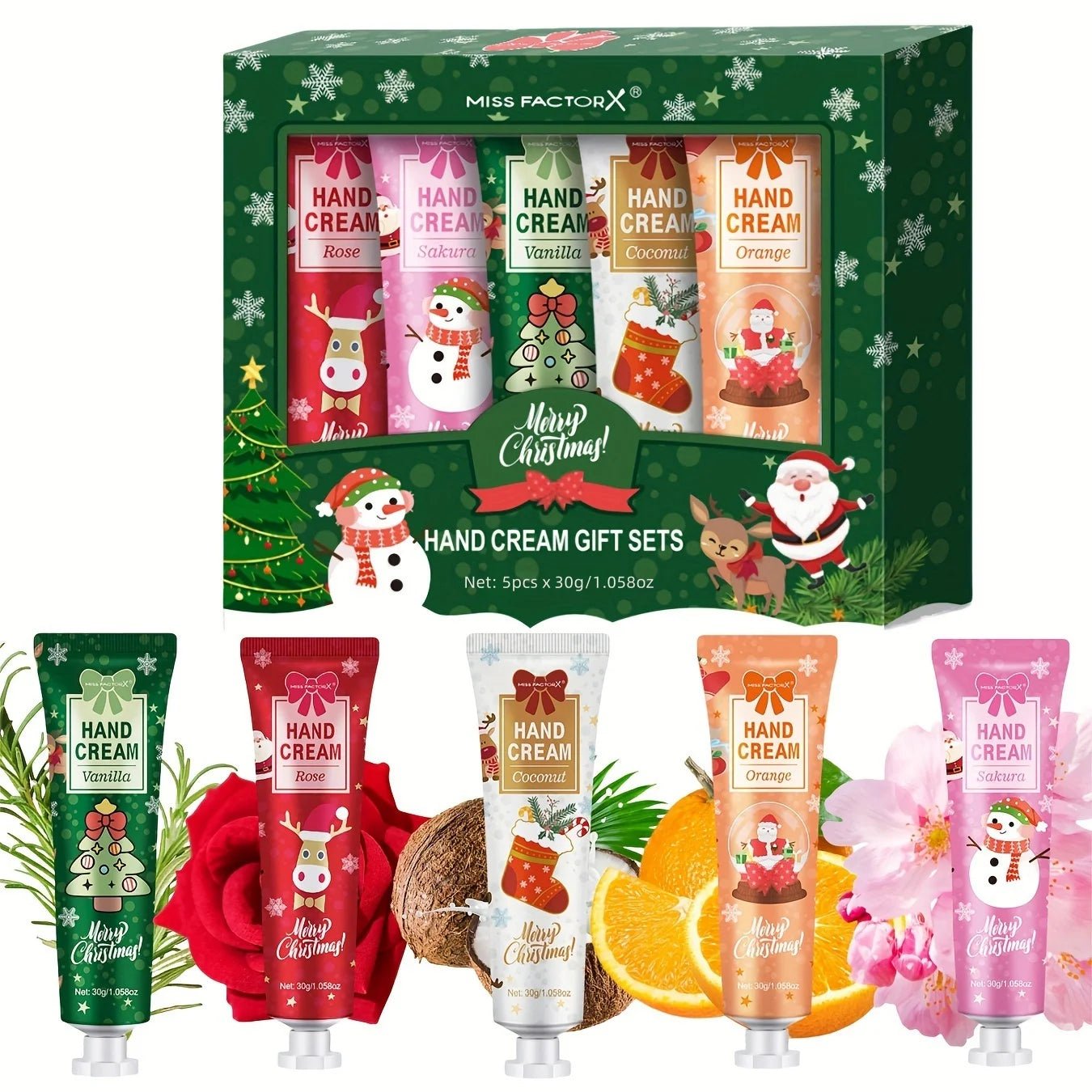 Christmas gift 5/box hand cream set, cream texture, hand cream travel pack, durable moisturizer - 30g/piece gift for women - Jasmind Stores