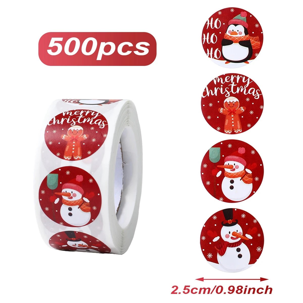Christmas Gift Box Stickers Merry Christmas Decor For Home 2024 Navidad Kerst Xmas Decor Noel Kerst Happy New Year Gift 2025 - Jasmind Stores