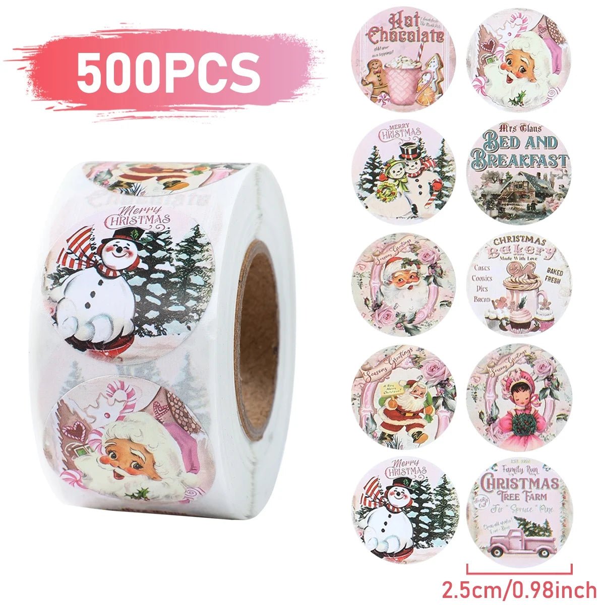 Christmas Gift Box Stickers Merry Christmas Decor For Home 2024 Navidad Kerst Xmas Decor Noel Kerst Happy New Year Gift 2025 - Jasmind Stores