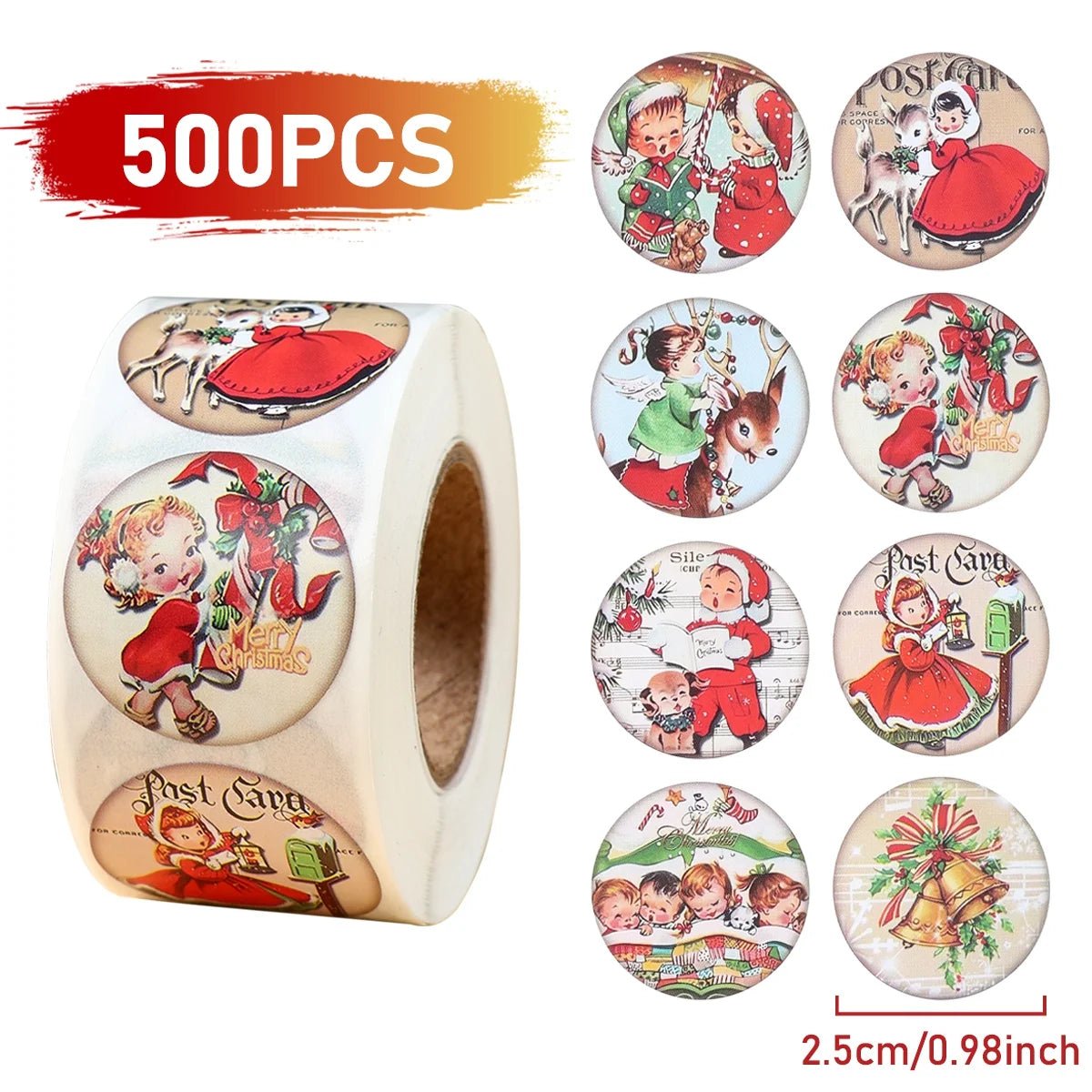 Christmas Gift Box Stickers Merry Christmas Decor For Home 2024 Navidad Kerst Xmas Decor Noel Kerst Happy New Year Gift 2025 - Jasmind Stores
