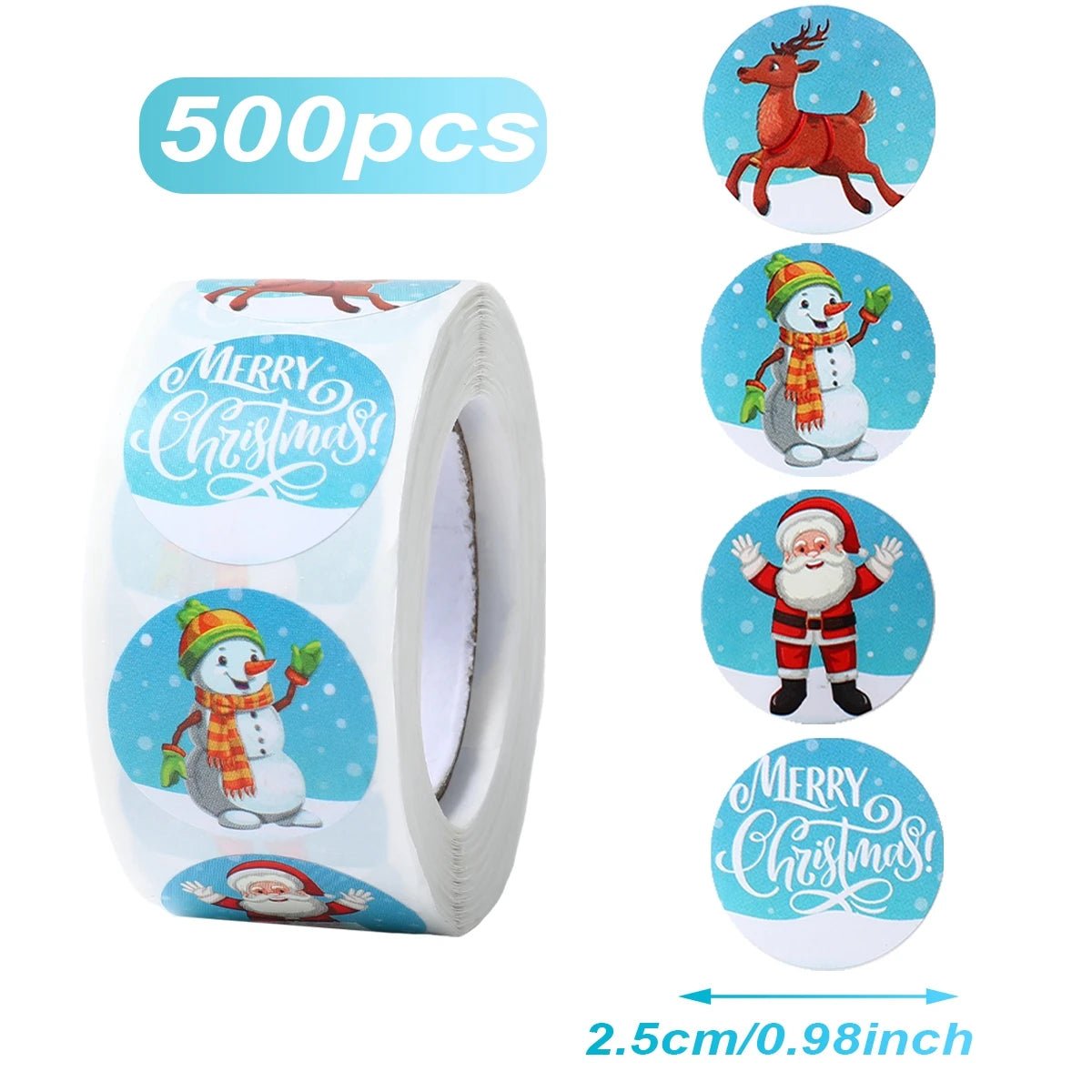 Christmas Gift Box Stickers Merry Christmas Decor For Home 2024 Navidad Kerst Xmas Decor Noel Kerst Happy New Year Gift 2025 - Jasmind Stores