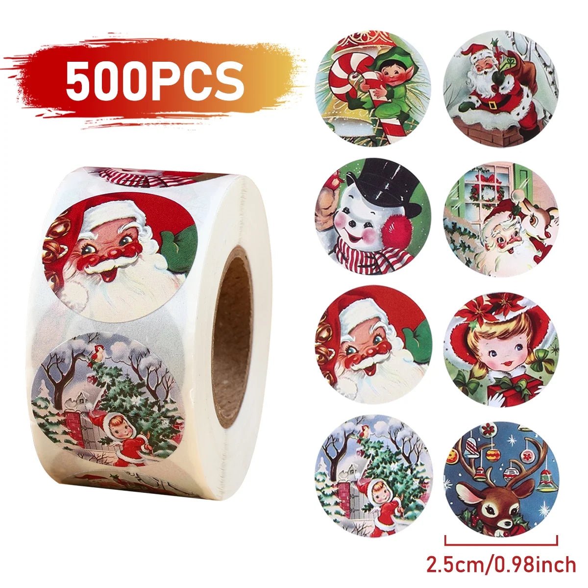 Christmas Gift Box Stickers Merry Christmas Decor For Home 2024 Navidad Kerst Xmas Decor Noel Kerst Happy New Year Gift 2025 - Jasmind Stores