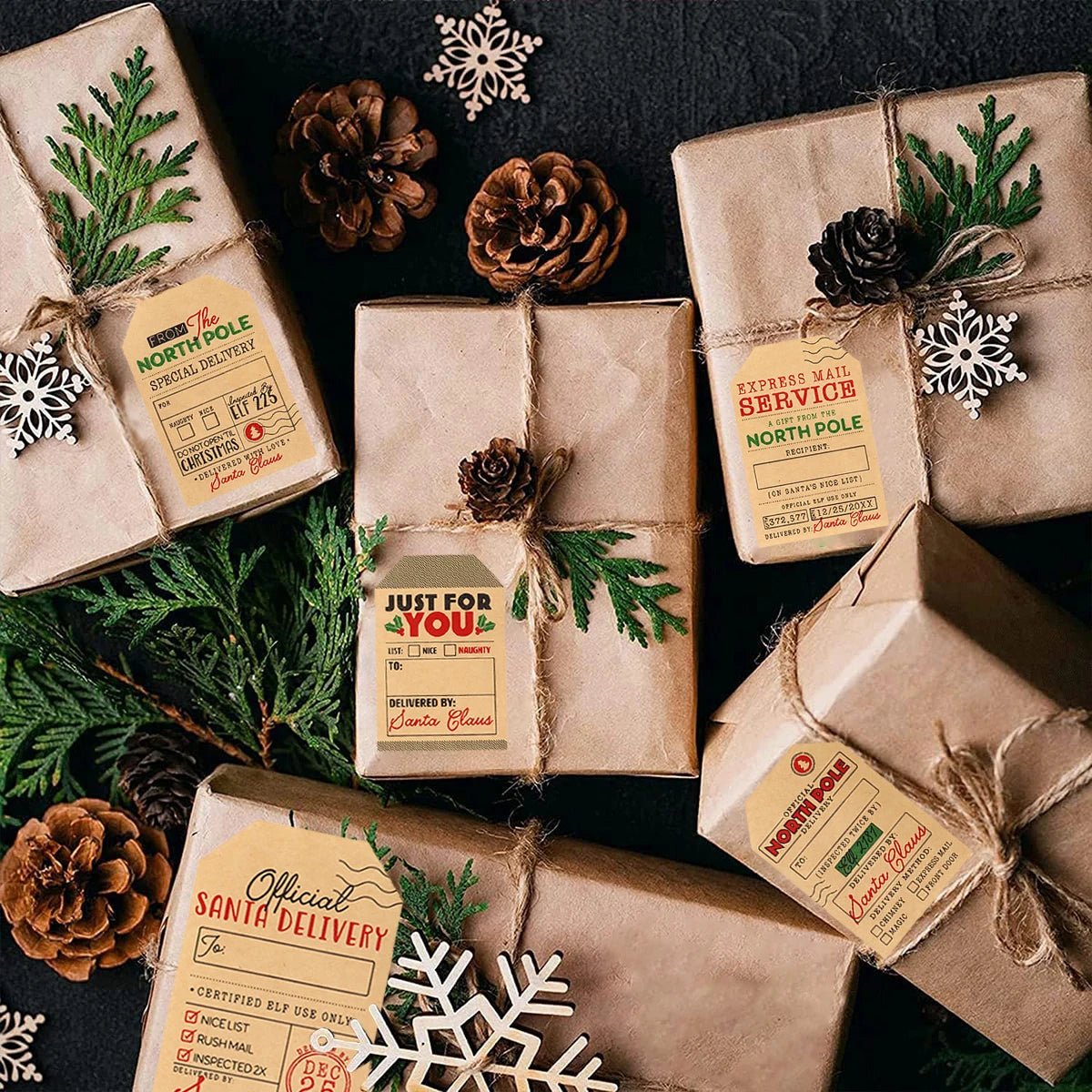 Christmas Gift Box Stickers Merry Christmas Decor For Home 2024 Navidad Kerst Xmas Decor Noel Kerst Happy New Year Gift 2025 - Jasmind Stores