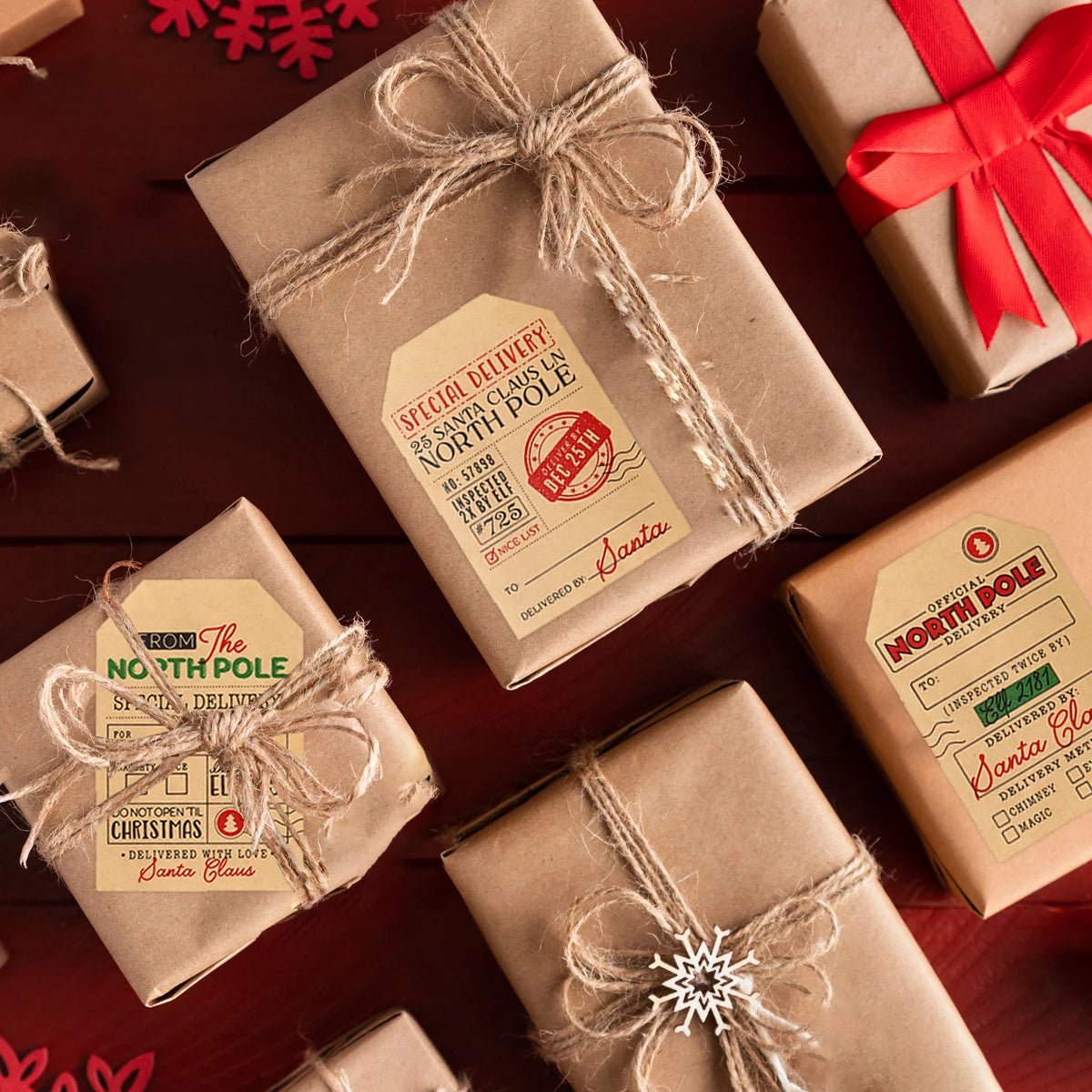 Christmas Gift Box Stickers Merry Christmas Decor For Home 2024 Navidad Kerst Xmas Decor Noel Kerst Happy New Year Gift 2025 - Jasmind Stores