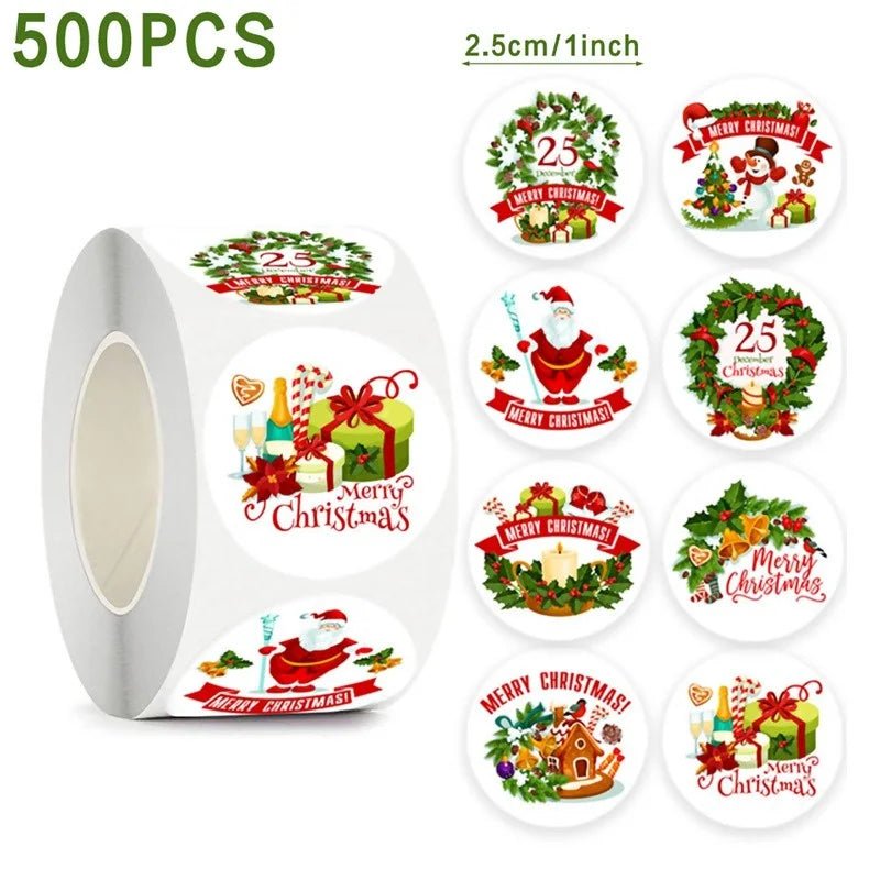 Christmas Gift Box Stickers Merry Christmas Decor For Home 2024 Navidad Kerst Xmas Decor Noel Kerst Happy New Year Gift 2025 - Jasmind Stores
