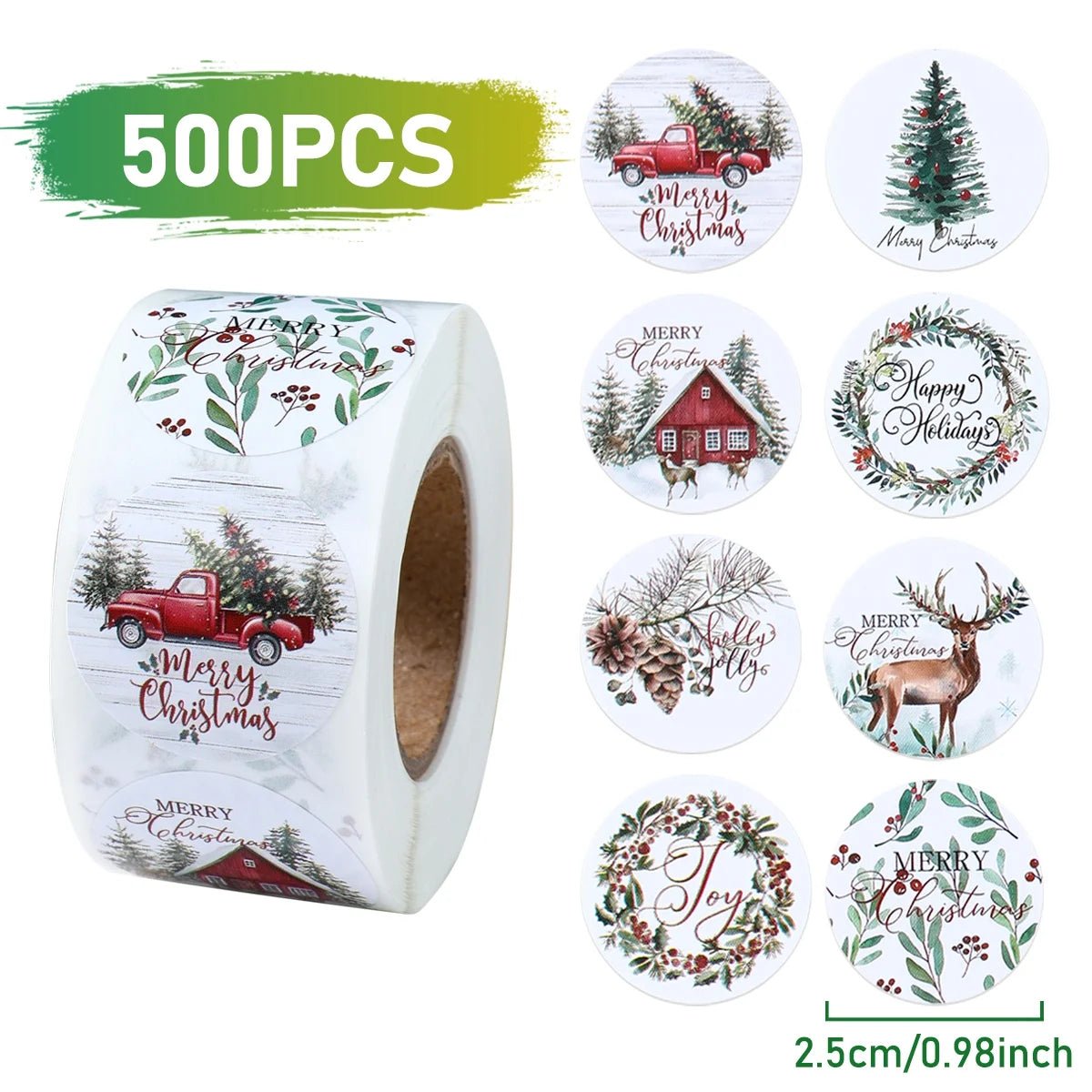 Christmas Gift Box Stickers Merry Christmas Decor For Home 2024 Navidad Kerst Xmas Decor Noel Kerst Happy New Year Gift 2025 - Jasmind Stores