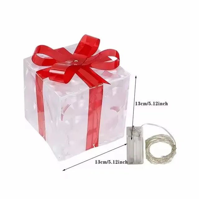 Christmas Glowing Gifts Box Decoration Ornament With Bow Lighting Box Outdoor Light Lighting Xmas New Year 2024 Home Yard Decor - Jasmind Stores