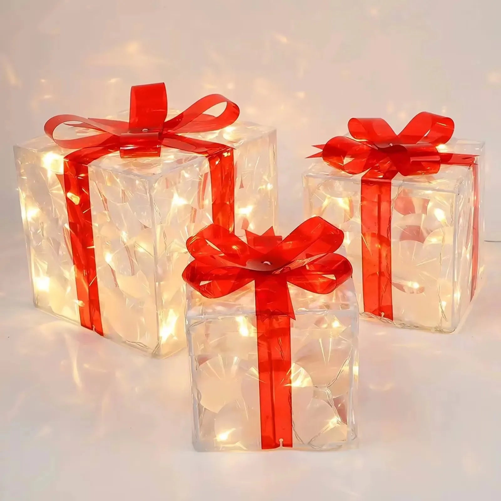 Christmas Glowing Gifts Box Decoration Ornament With Bow Lighting Box Outdoor Light Lighting Xmas New Year 2024 Home Yard Decor - Jasmind Stores