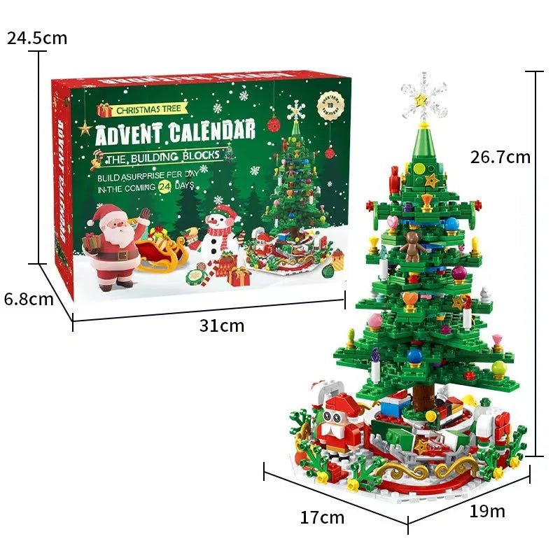 Christmas Tree Building Blocks Toy For Kids Magical Christmas Tree Building Adventure With LED Lights Xmas Advent Calendar Gift - Jasmind Stores