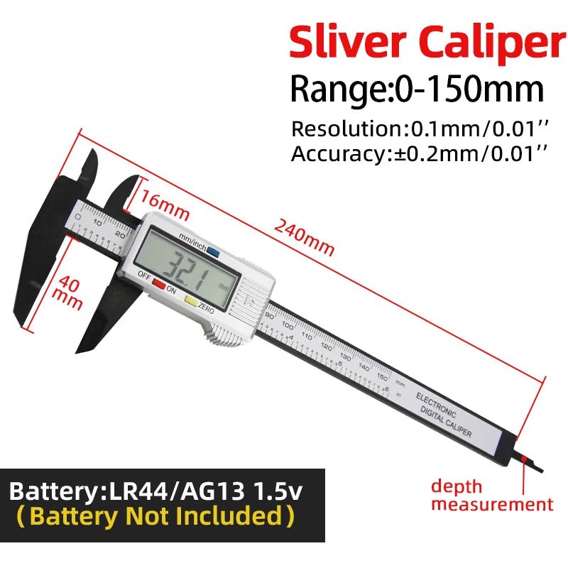 Digital Caliper Electronic Plastic Calipers Vernier Measuring Tools Carpentry Tool Ruler Large Screen Pachometer Digital Caliber - Jasmind Stores