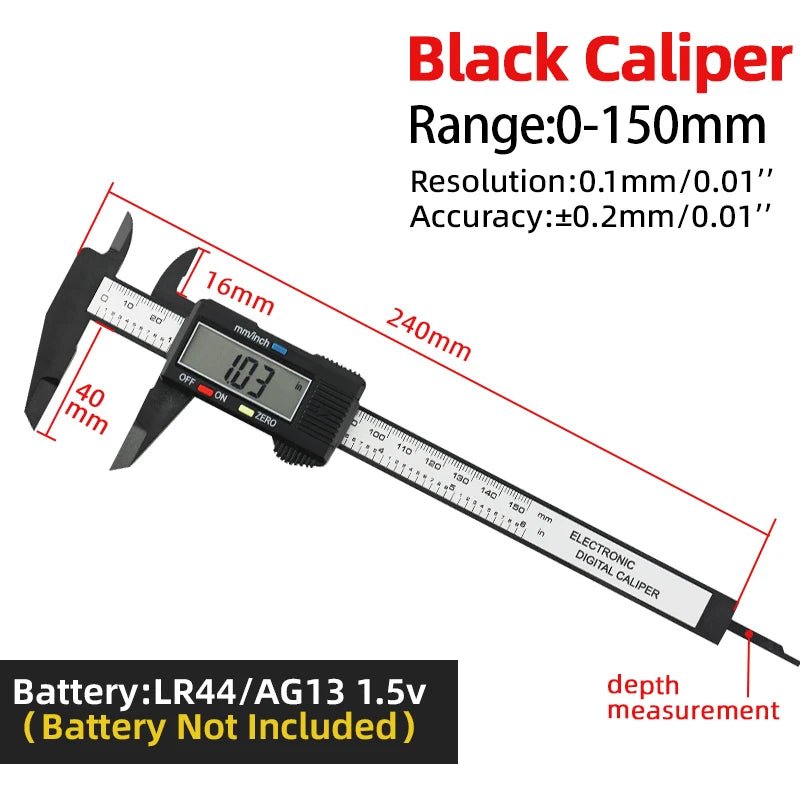 Digital Caliper Electronic Plastic Calipers Vernier Measuring Tools Carpentry Tool Ruler Large Screen Pachometer Digital Caliber - Jasmind Stores