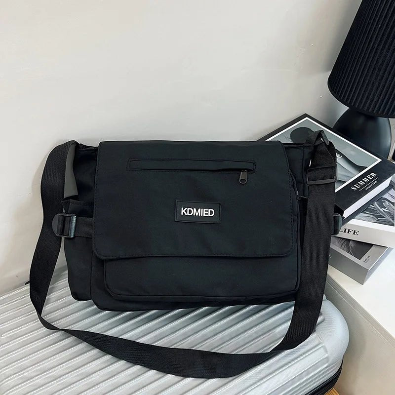 Fashionable Nylon Shoulder Bag with Polyester Lining, Black White Color Crossbody Bags with Side Pocket, Suitable for Daily Use - Jasmind Stores