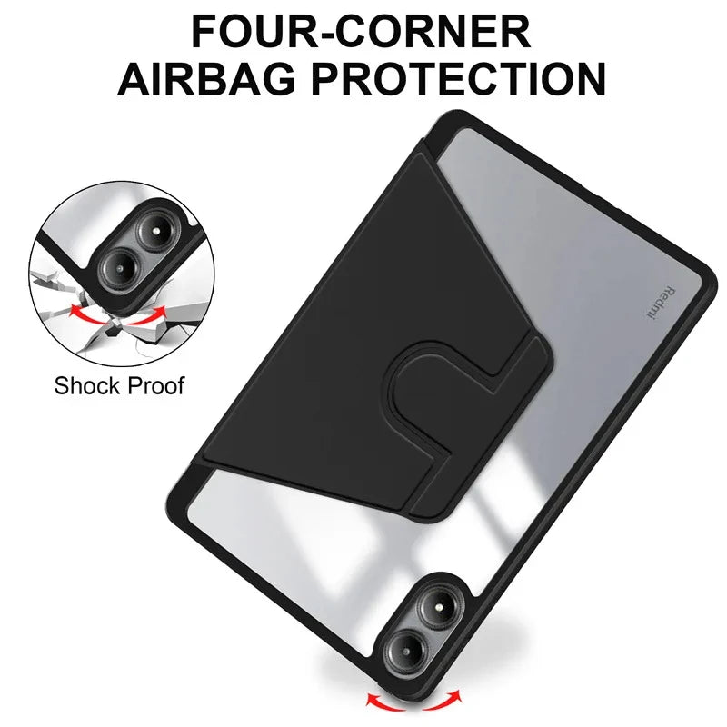 For Redmi Pad Pro 12.1 inch 360 Rotating Magnetic Smart Tablet Cover For Xiaomi Redmi Pad Pro 12.1 2024 Case with Pencil Holder - Jasmind Stores