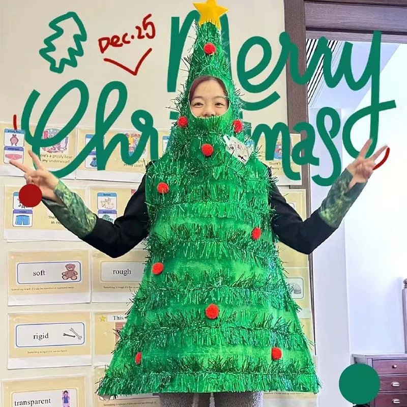 Funny Christmas Tree Cosplay Jumpsuit Holiday Party Costumes Halloween COS Performance Santa Claus Xmas Ornament Gift Present - Jasmind Stores