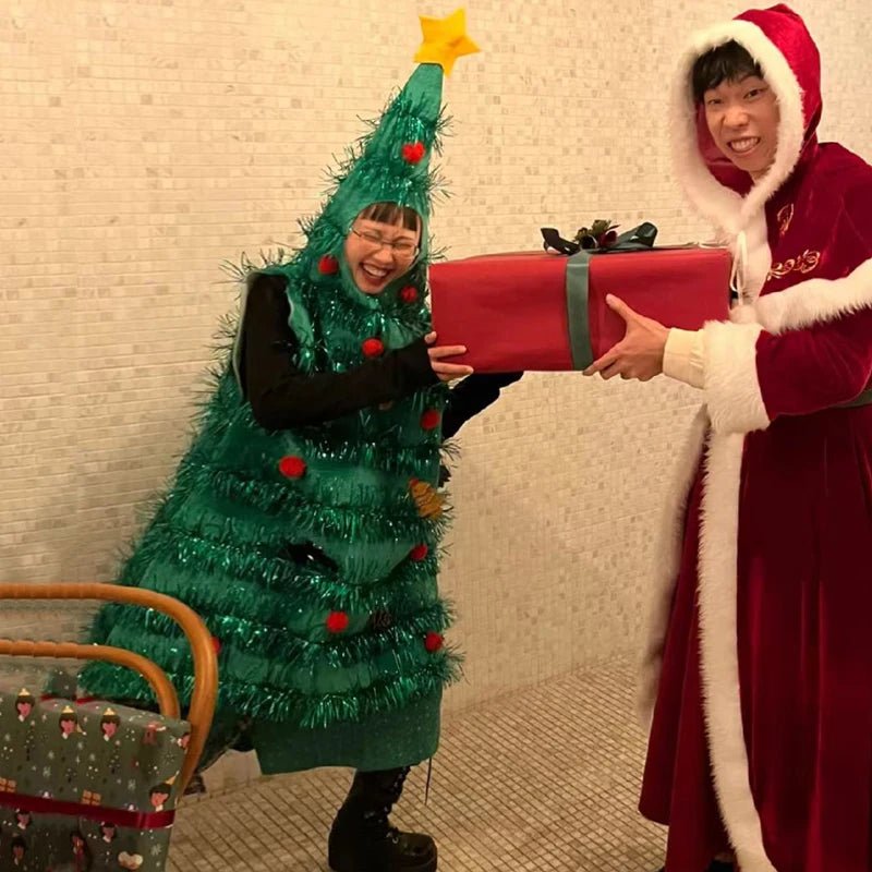 Funny Christmas Tree Cosplay Jumpsuit Holiday Party Costumes Halloween COS Performance Santa Claus Xmas Ornament Gift Present - Jasmind Stores