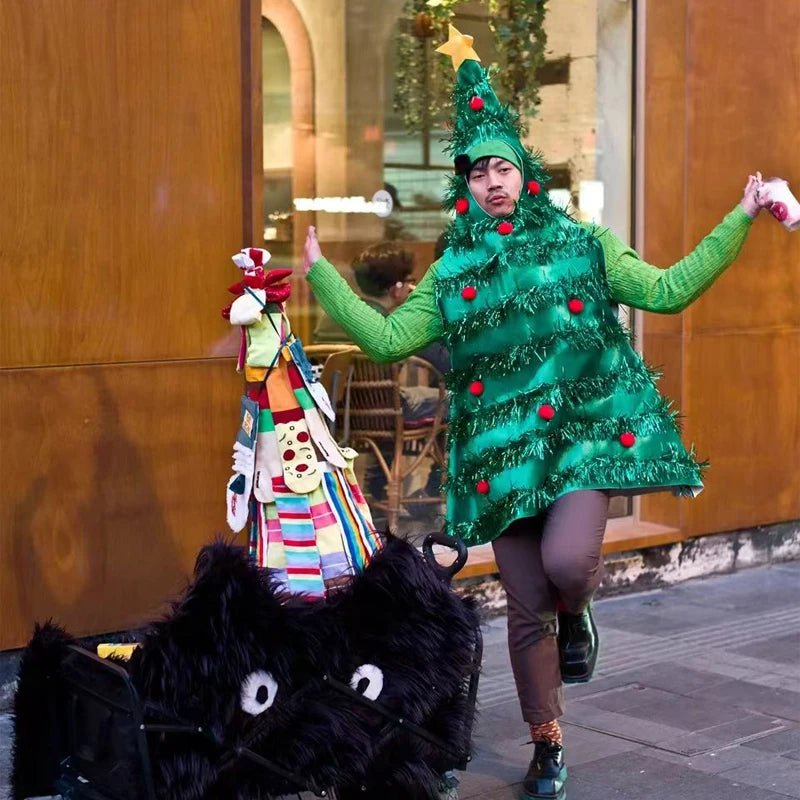 Funny Christmas Tree Cosplay Jumpsuit Holiday Party Costumes Halloween COS Performance Santa Claus Xmas Ornament Gift Present - Jasmind Stores