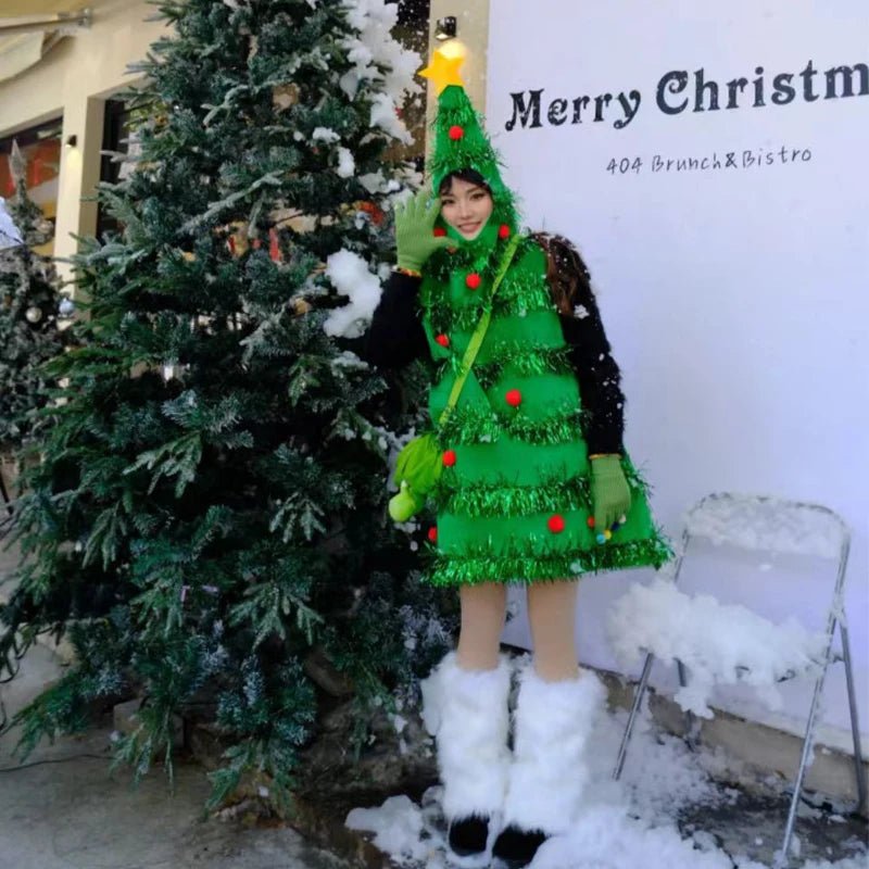 Funny Christmas Tree Cosplay Jumpsuit Holiday Party Costumes Halloween COS Performance Santa Claus Xmas Ornament Gift Present - Jasmind Stores