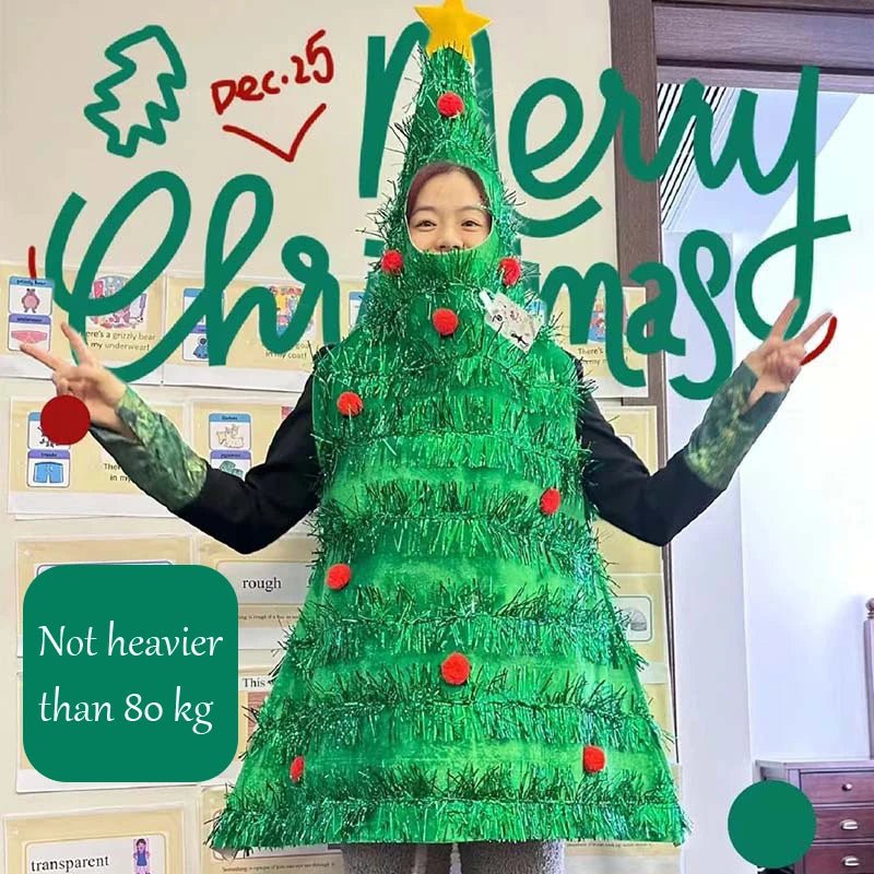 Funny Christmas Tree Cosplay Jumpsuit Holiday Party Costumes Halloween COS Performance Santa Claus Xmas Ornament Gift Present - Jasmind Stores