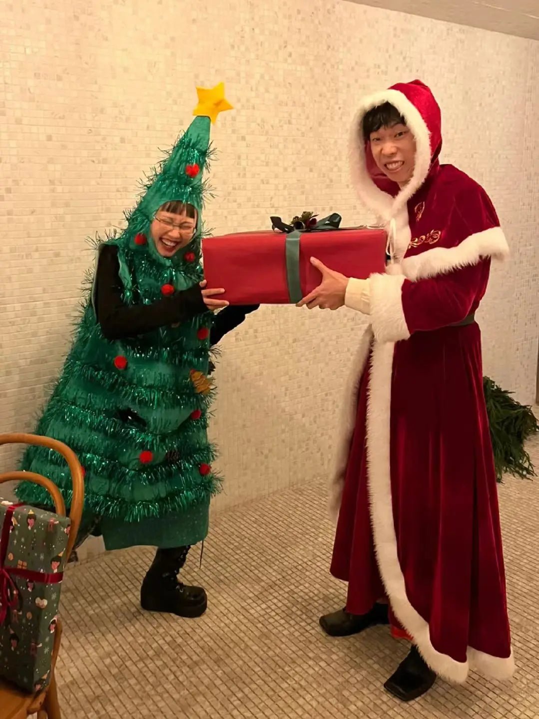 Funny Christmas Tree Cosplay Jumpsuit Holiday Party Costumes Halloween COS Performance Santa Claus Xmas Ornament Gift Present - Jasmind Stores