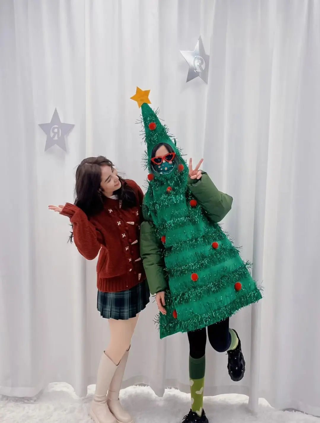 Funny Christmas Tree Cosplay Jumpsuit Holiday Party Costumes Halloween COS Performance Santa Claus Xmas Ornament Gift Present - Jasmind Stores