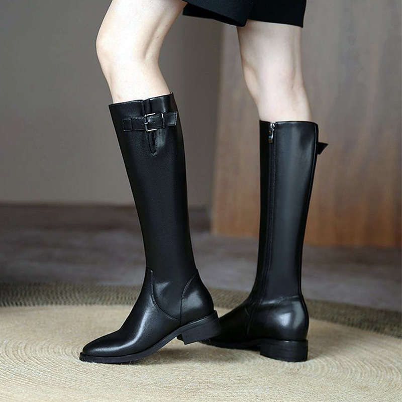 High - grade Below The Knee Slimming Chunky Heel Knight - Jasmind Stores
