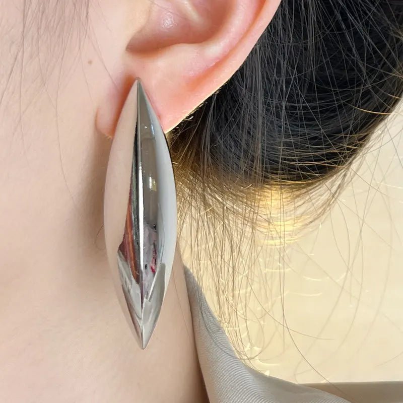 HUANZHI Metal Conical Smooth Long Style Chunky Earrings for - Jasmind Stores