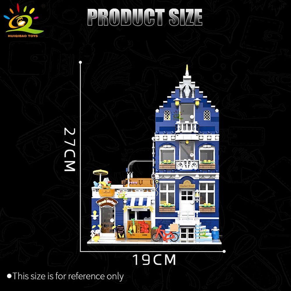 HUIQIBAO Toys MOC City Corner Coffee Shop Architecture Style Street View Micro Building Blocks for Children Construction Bricks - Jasmind Stores