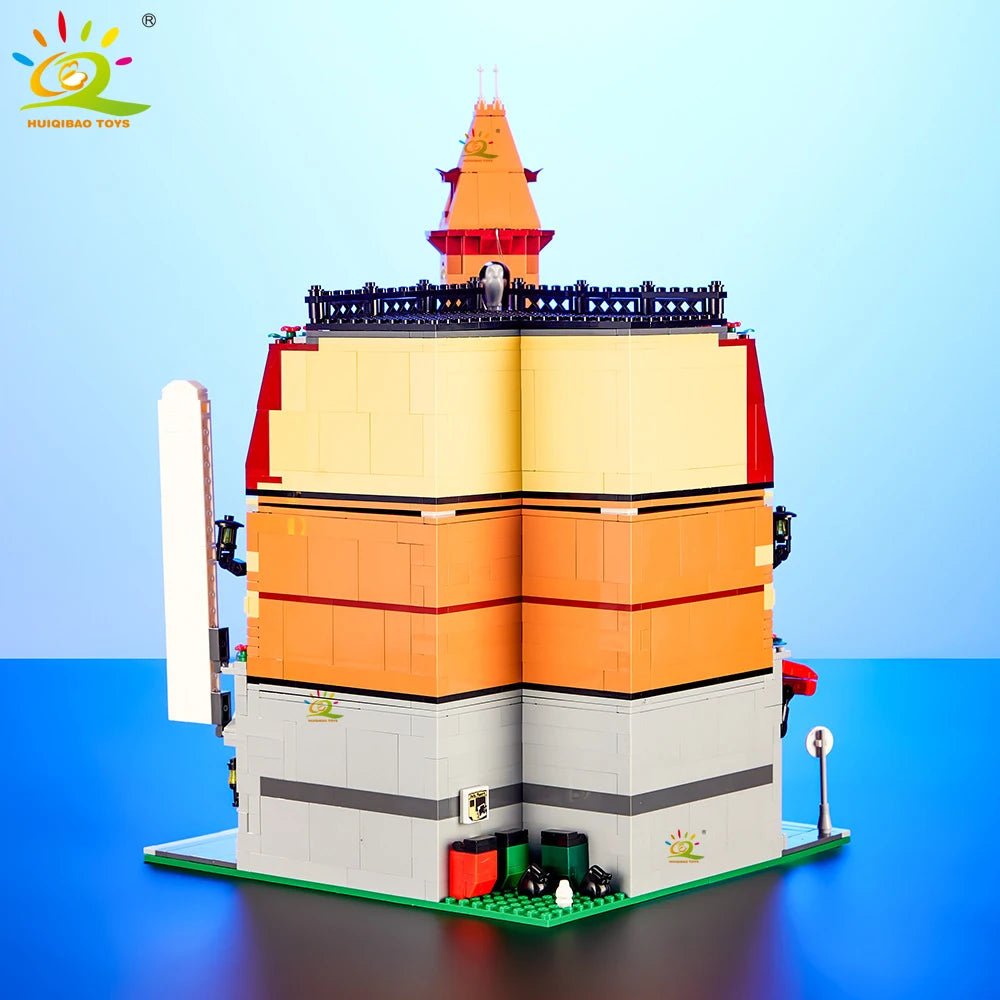 HUIQIBAO Toys MOC City Corner Coffee Shop Architecture Style Street View Micro Building Blocks for Children Construction Bricks - Jasmind Stores
