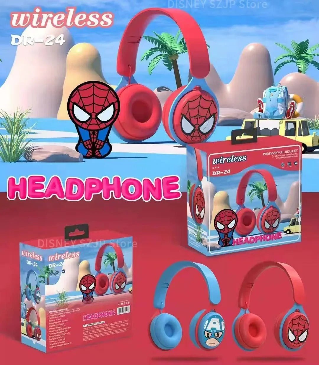 Kids Bluetooth Headphones Spider - Man HiFi Wireless - Jasmind Stores