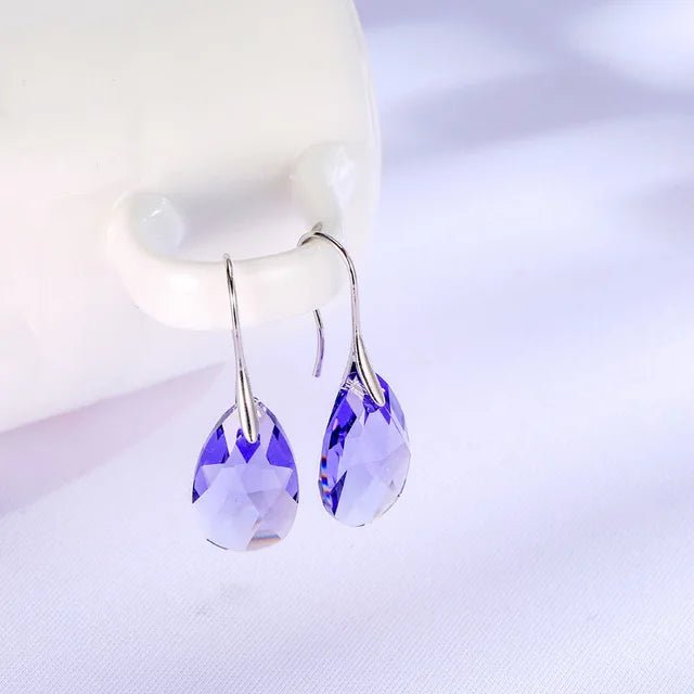 Korean Pear - Shaped Crystal Earrings - Jasmind Stores