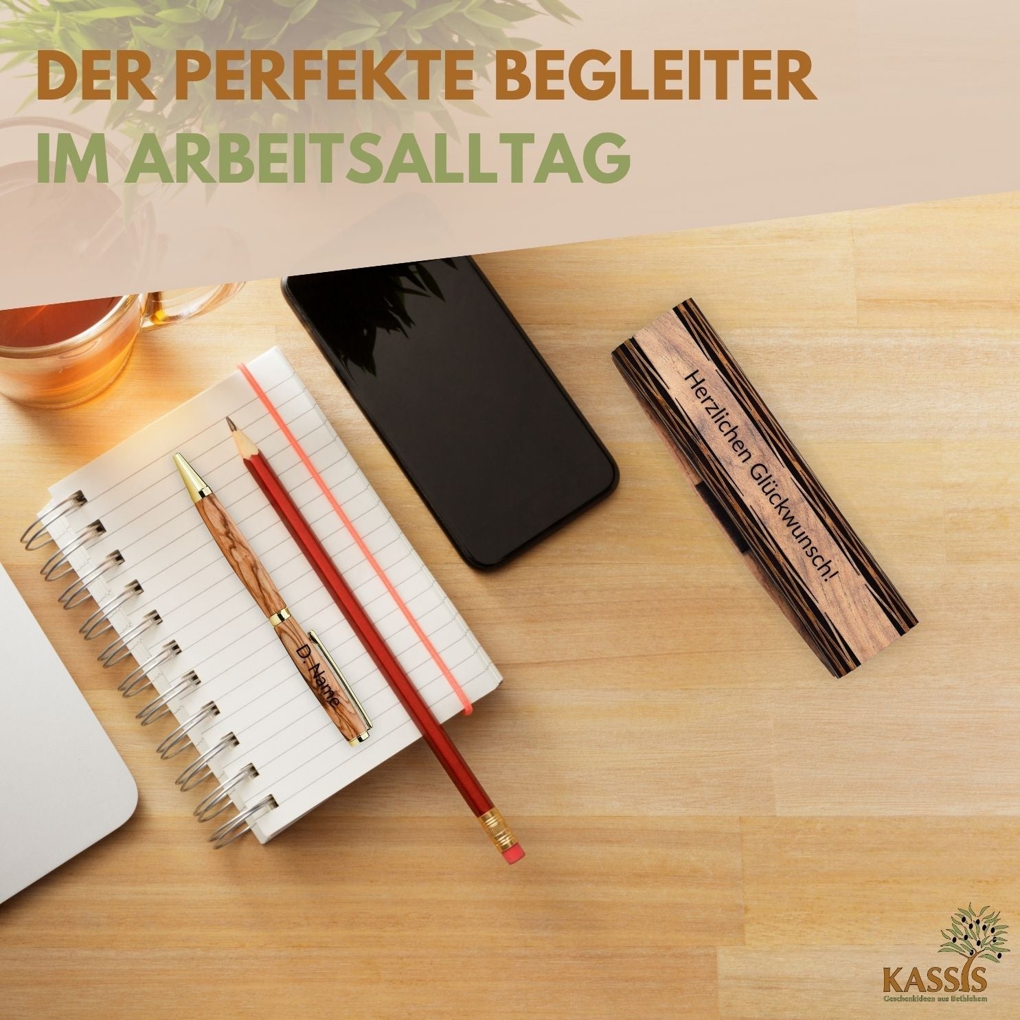 Kugelschreiber mit Holzschachtel aus Olivenholz - Jasmind Stores