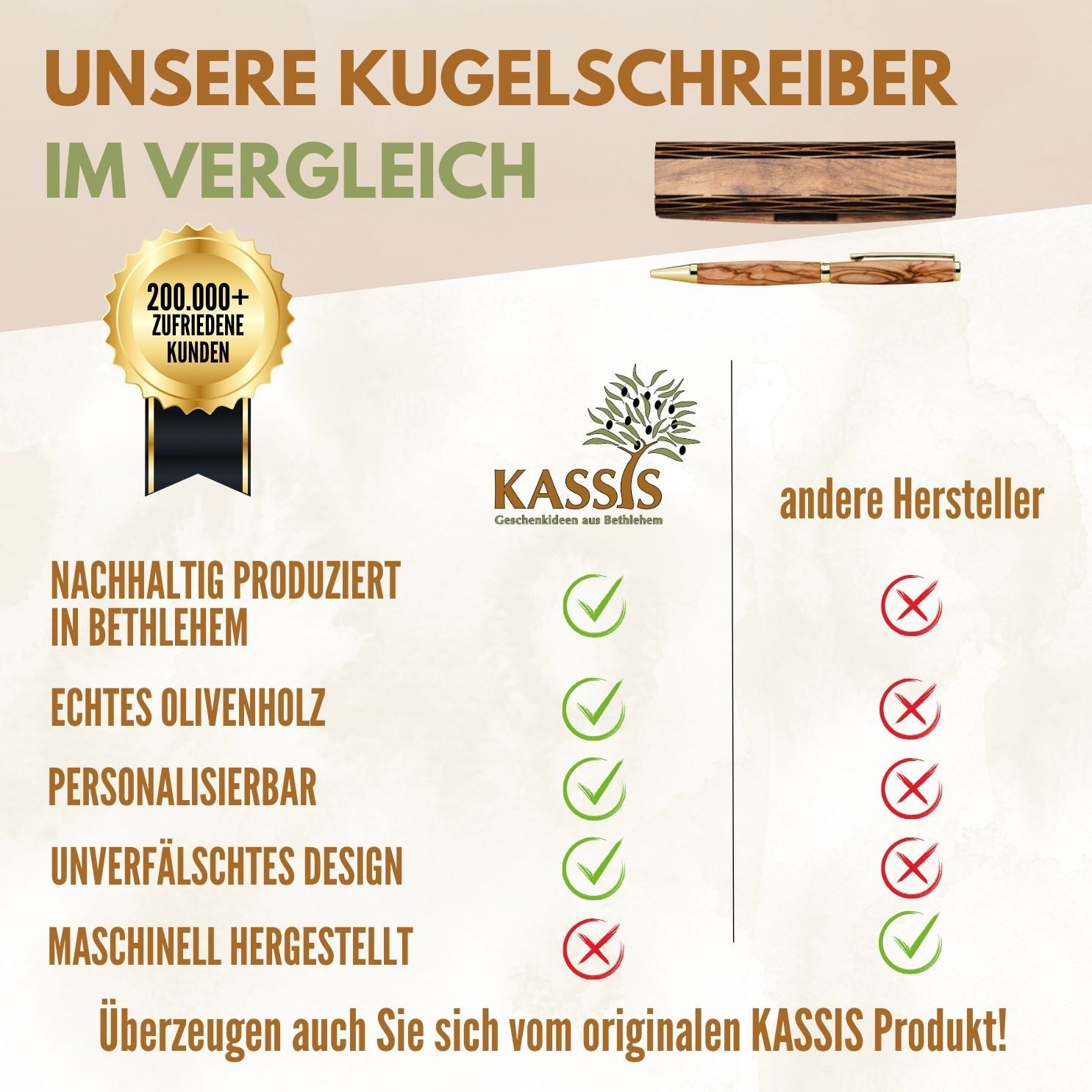 Kugelschreiber mit Holzschachtel aus Olivenholz - Jasmind Stores