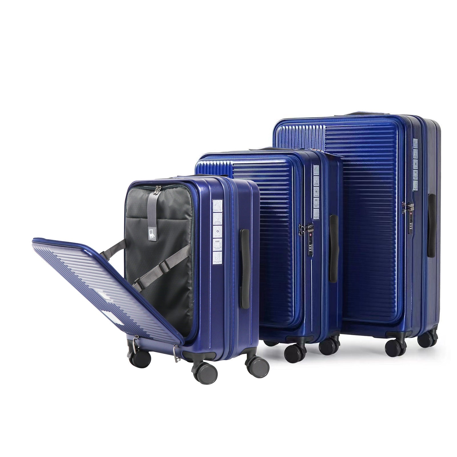 Luggage,with front opening,TSA approved lock,hardshell suitcase,Blue - Jasmind Stores