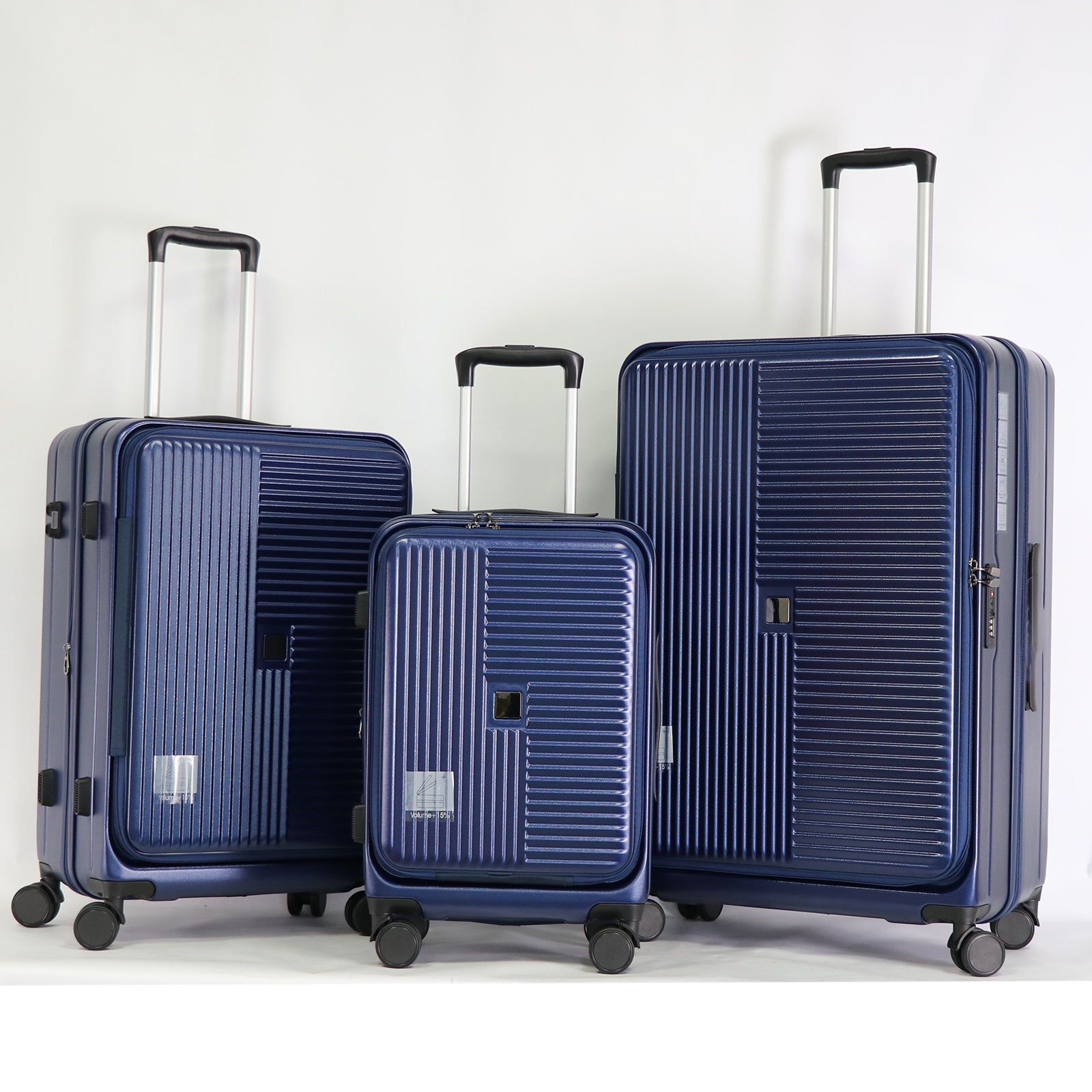 Luggage,with front opening,TSA approved lock,hardshell suitcase,Blue - Jasmind Stores