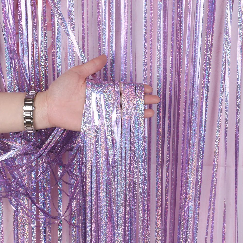 Metallic Tinsel Foil Fringe Curtains Photo Backdrop Glitter Streamers Foil Fringe Backdrop Curtain for Xmas Wedding Background - Jasmind Stores
